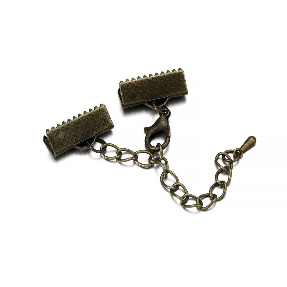 10Pcs Ribbon Leather Cord End Fastener Clasps Extender Chain Lobster Clasps Connectors For Jewelry Making Diy Bracelet Findings