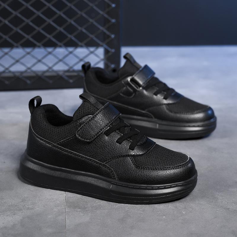 Children's little white shoes spring and autumn leather surface breathable campus performance breathable boys white shoes girls white sports shoes
