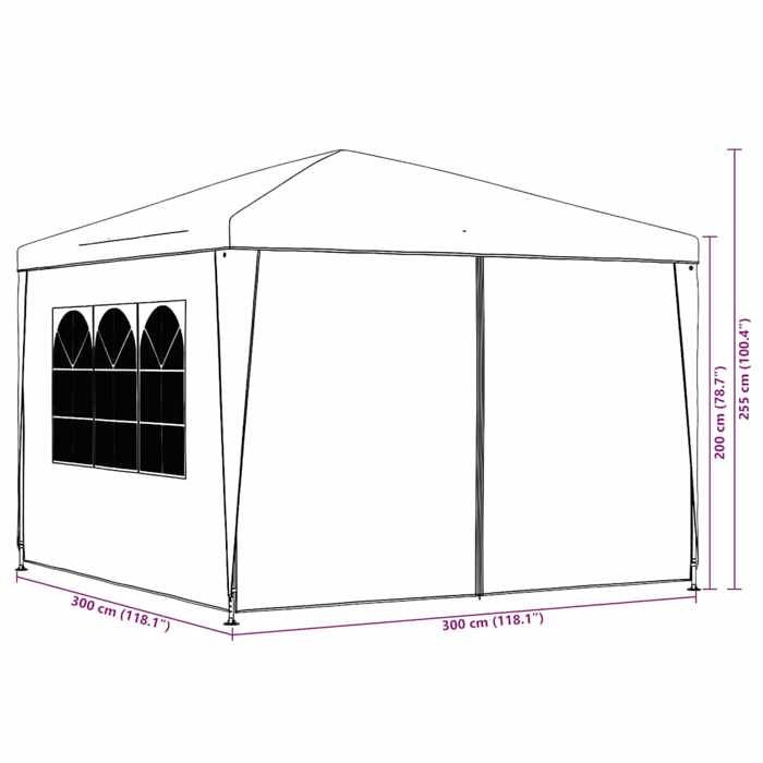 VidaXL Tente de Réception 3x3 m Anthracite Tonnelle Chapiteau Jardin Pavillon 45098