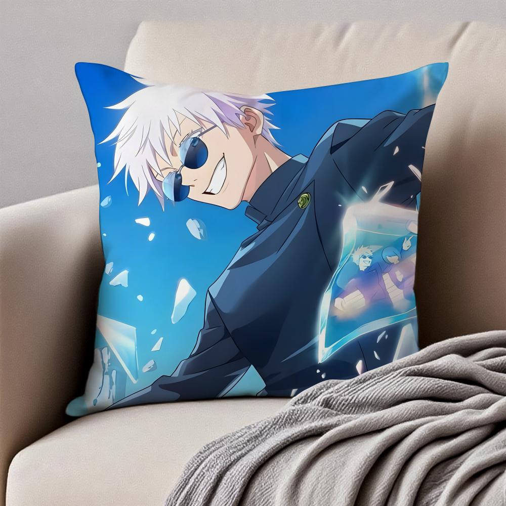 JJujutsu Kaisen GGojo Satoru Cushion Cover Pillowcase Antidustmite Invisible Zipper Short Plush Sofa Cushion