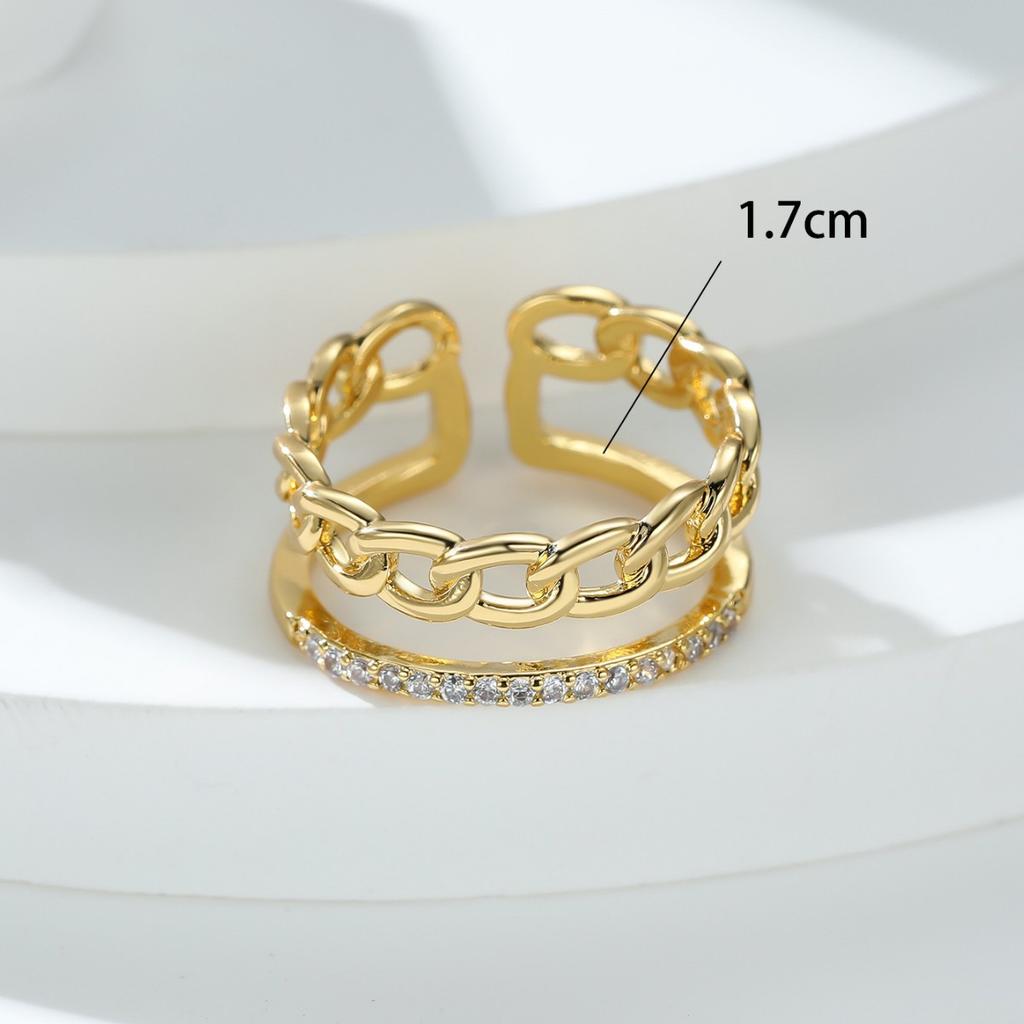 New double-layer diamond-set ring, simple personality and literary temperament jewelry ring