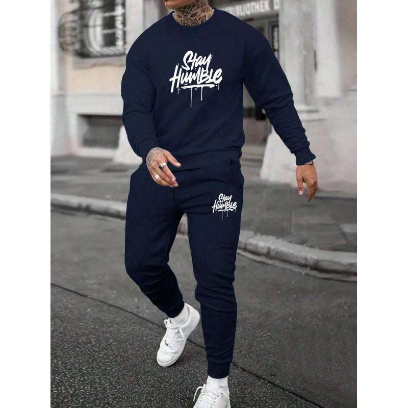 Mens Casual Hooded Sweatshirt Set Long Sleeve Tracksuit Lightweight Sporty Outfit Teens Young Adults