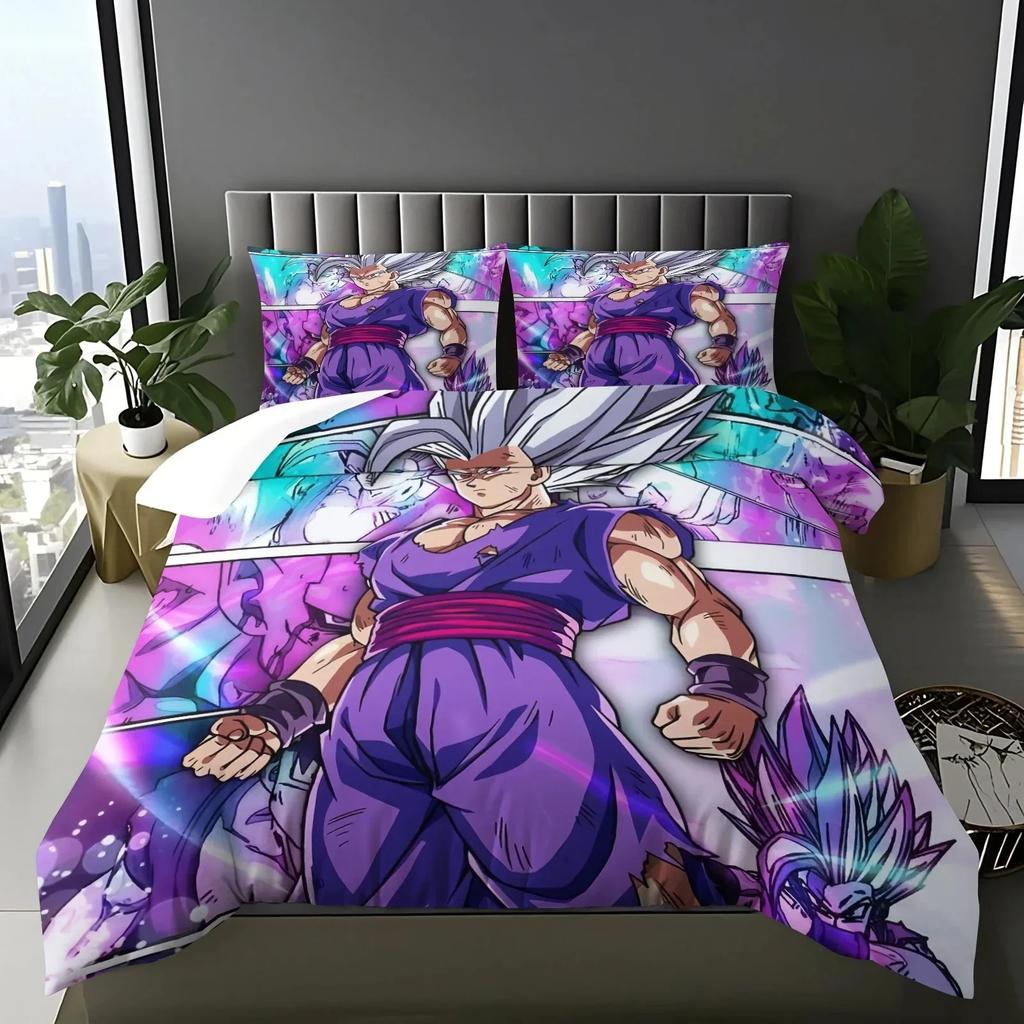 2026 Hot Sale Japanese Anime Dragon Ball Son Goku Bedding Set Quilt Cover Twin Full Bedroom Bed Decor for Teens Best Gifts