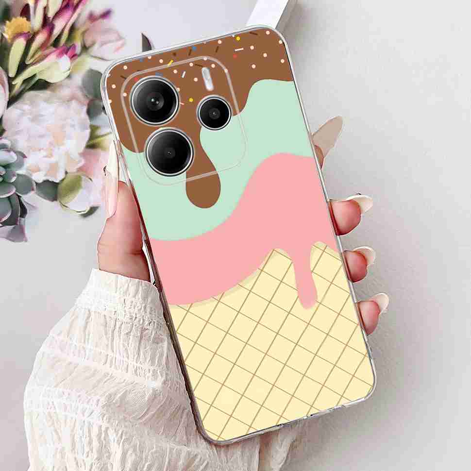 For Xiaomi Redmi Note 14 Pro 5G Case Beautiful Flower Heart Cover Soft Silicone Casing For Redmi Note 14 Note14 4G Cover Coque