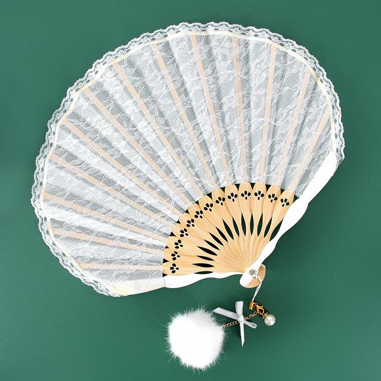 Chinese-Style Women's Qipao Lace Folding Fan - Portable Summer Dance Fan