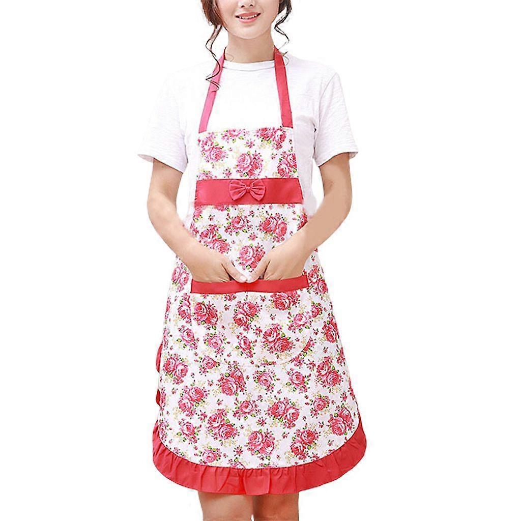 Baking Apron Soft Texture with Pockets Waterproof Sleeveless Oil Proof Women's Fashion Cooking Apron Kitchen Red