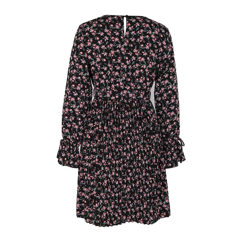 Abito da donna primaverile e autunnale, girocollo, temperamento, eleganti abiti stampati a maniche lunghe