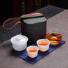 Ice-Glazed Jade Porcelain Gaiwan: Quick-Brew Travel Tea Set for Outdoor Camping and Events