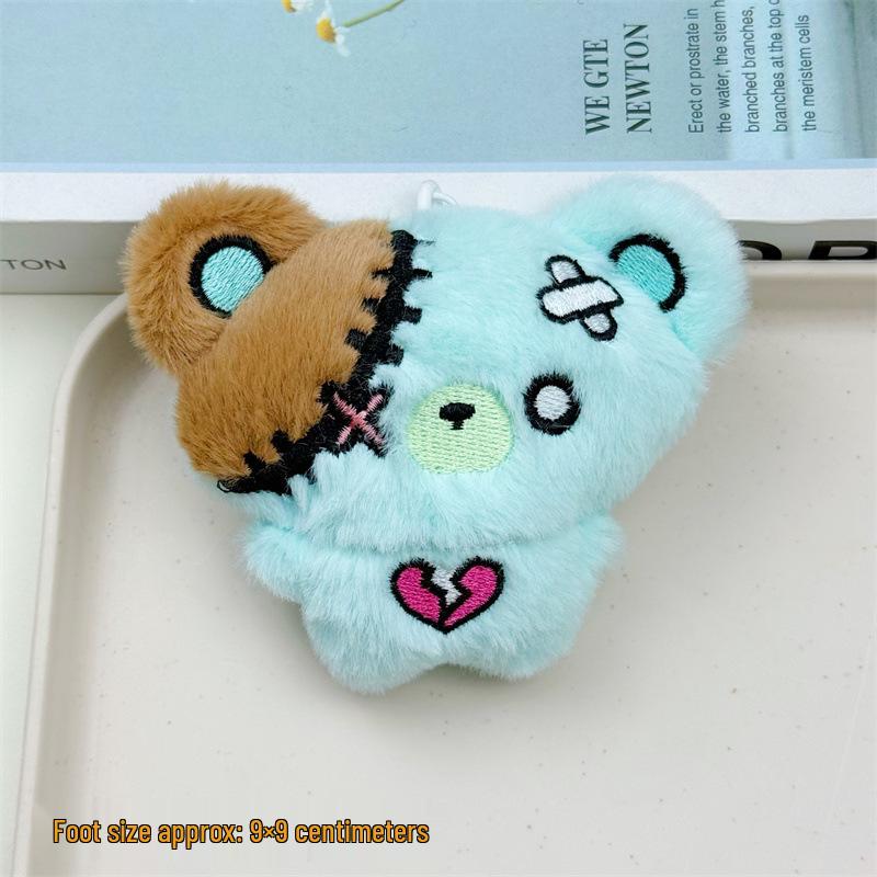 

Cartoon Plush Bear Keychain Charm - Cute Bag Pendant Doll Ornament Flat Board [With Hanging Hole] синій