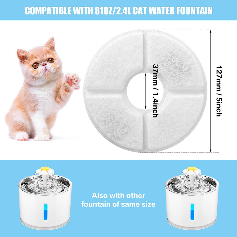 Cat Water Fountain Filters for Parner 2.4L Water Dispenser 4/8/12Pc Triple Action Replacement Pet Filter Cartridges for Dogs Cat