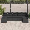 vidaXL 7-piece Garden Sofa Set with Cushions Black Poly Rattan, vidaXL 2-seater Garden Sofa with Cushions Black 3346473