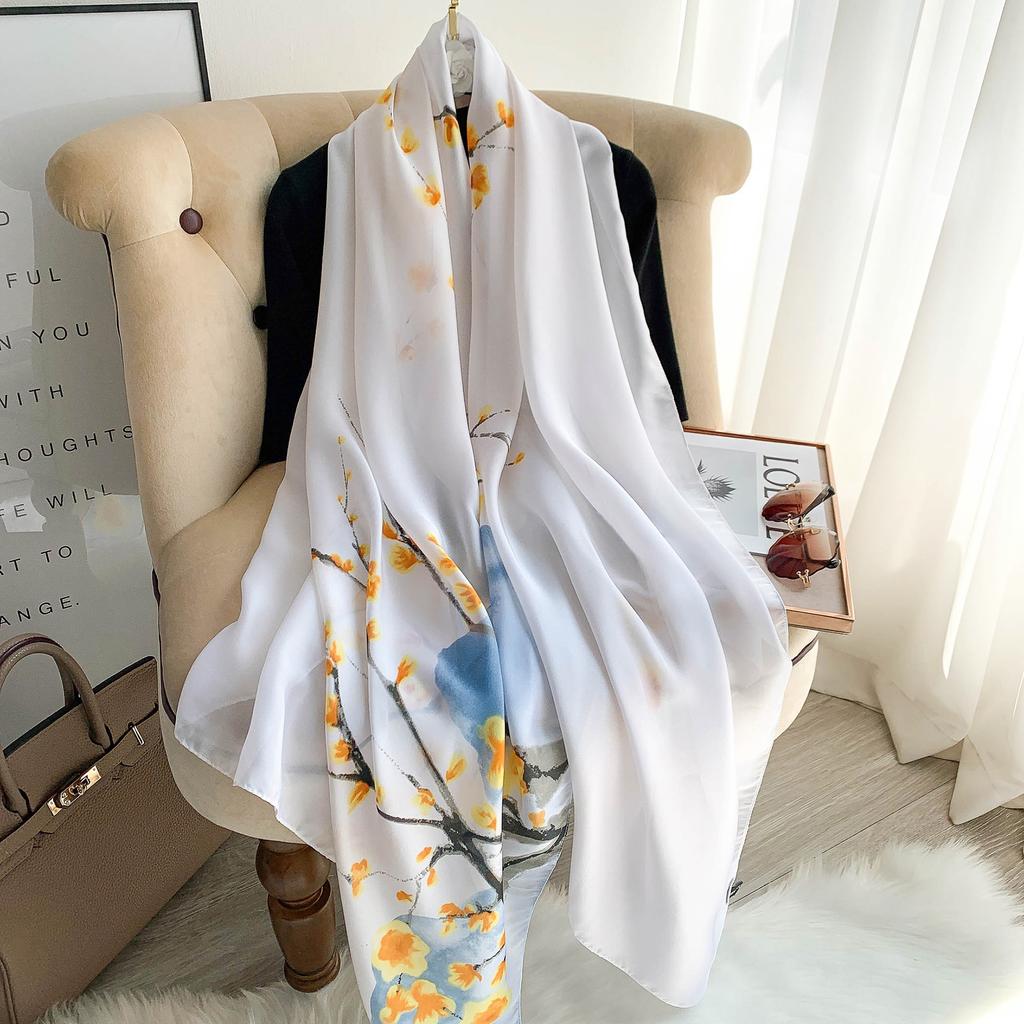 new 180*90cm fashion muffler Women Silk Winter Scarf Luxury Design Print Lady Beach Shawl Fashion Smooth Foulard Female Hijab