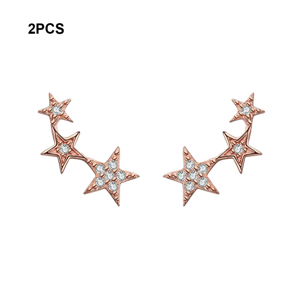 Silver Versatile 925 Sterling Silver Star Earrings Rainbow Multiple Crystals Lightweight Trendy