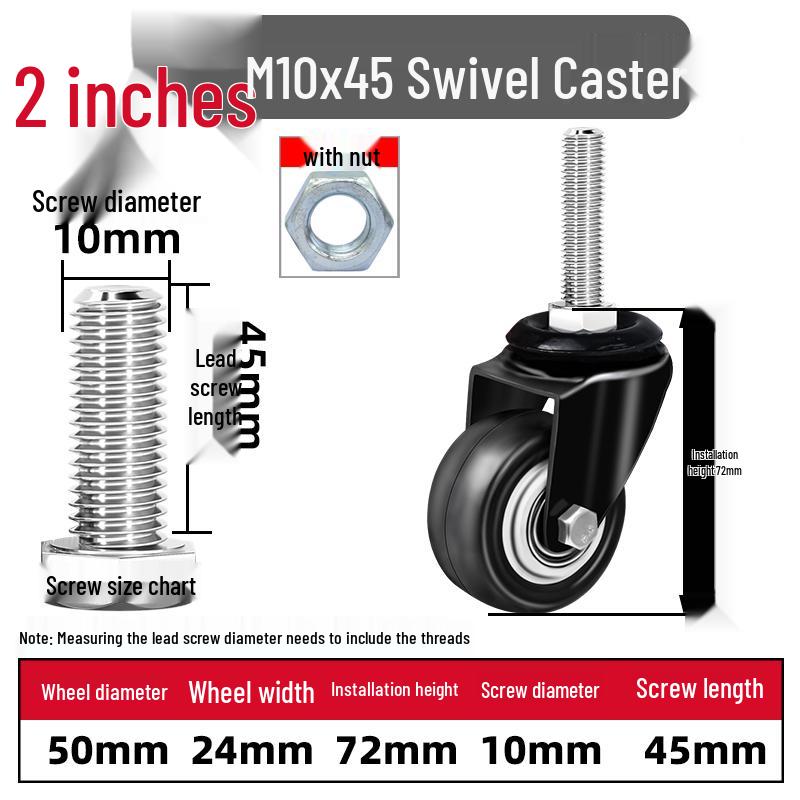 Silent Swivel Casters with Inch Threaded Rod & Double Bearings