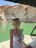 Women's Sexy White Halter Cutout Backless One-Piece Swimsuit for Beach Vacation