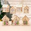 Elegant Led Light Wood House Ornament For Christmas Tree Hanging Decor