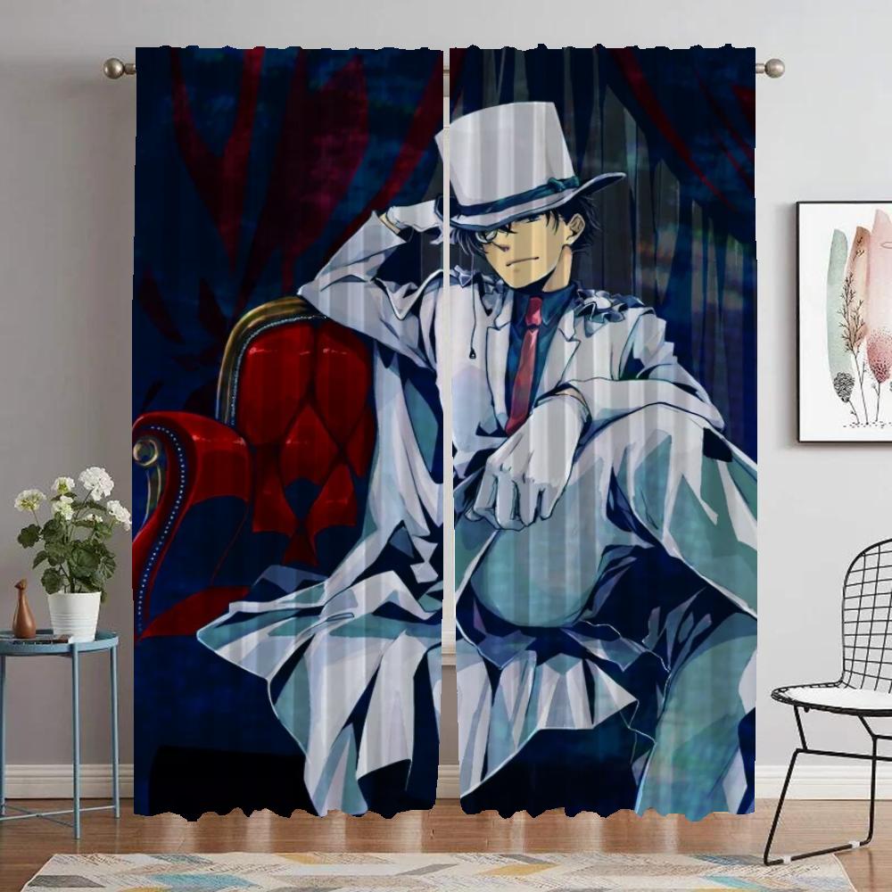 Kaitou Kiddo Kitchen Curtains for Living Room Partition Halloween Decoration Tulle for Bedroom Blackout Curtain Shades Elegant