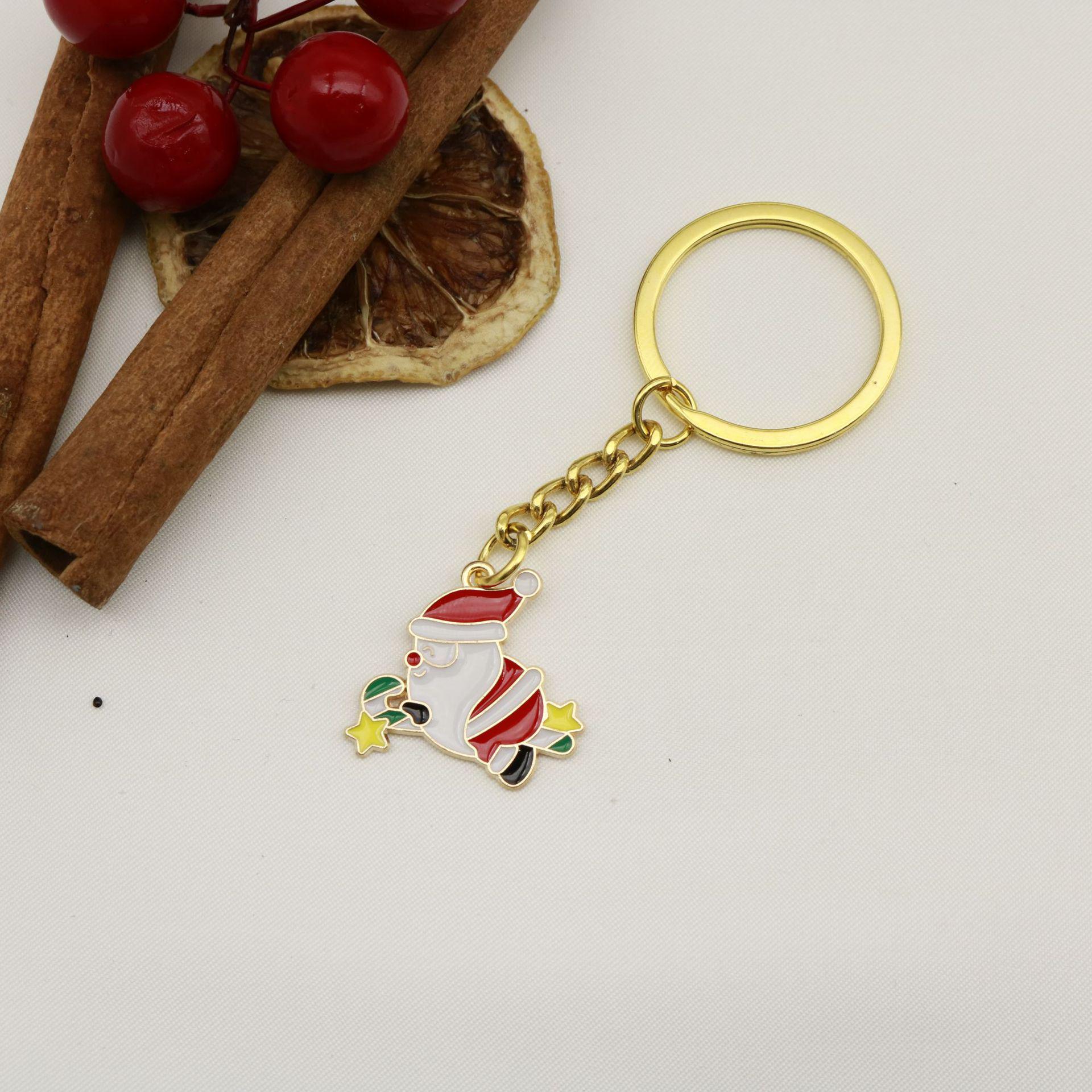 Christmas Series Keychain Set: Cartoon Santa Claus & Christmas Tree Pendant
