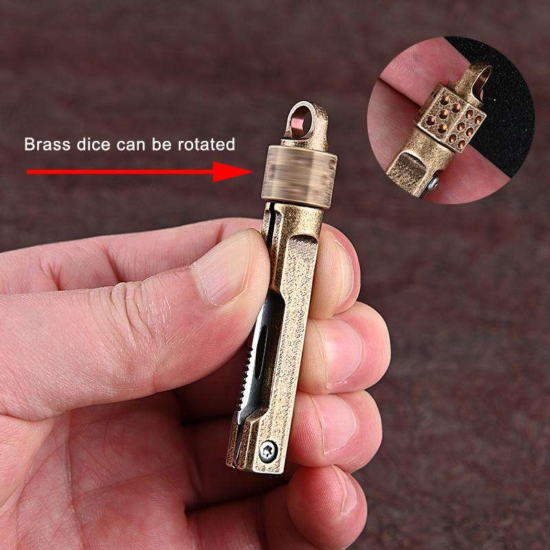 Portable Brass Mini Knife EDC Keychain Folding Knife Letter Unboxing Knife Outdoor Camping Multi-tool For Men Gift