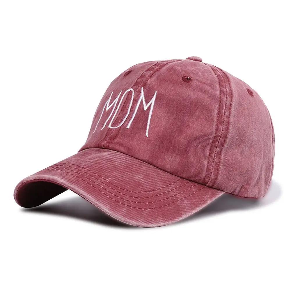 DAD MOM Embroidery Baseball Caps Vintage Washed Denim Baseball Hats Adjustable Distressed Faded Cap Outdoor Sport Sunscreen Hats