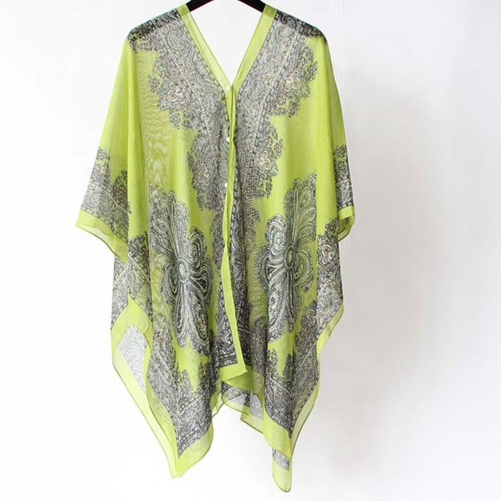 With Buckle Sunscreen Thin Large Scarf Breathable Seaside Vacation Cloak  for Mom
