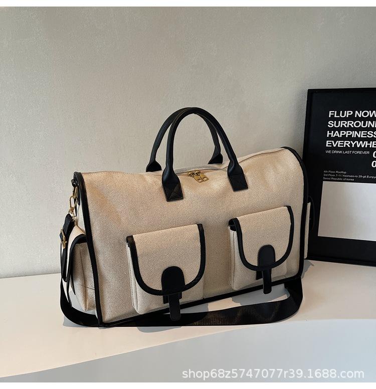 Large Capacity Business Trip Travel Bag Women's Bag 2025 New Casual Canvas Bag Men's and Women's Gym Bag Crossbody Handbag Trend