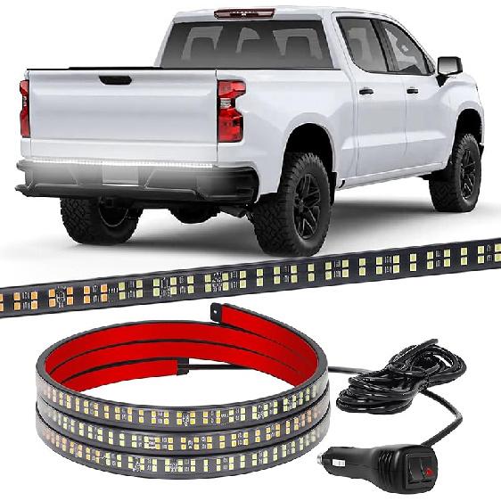 XRIDONSEN 48 Inch Truck Tailgate Strobe Lights Strip Rear Window Lights 288 LED Tail Emergency Light Bar Amber White Flashing Warning Hazard Safety