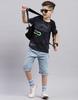 MONTE CARLO Jungen Dunkelblau bedrucktes Rundhals-T-Shirt