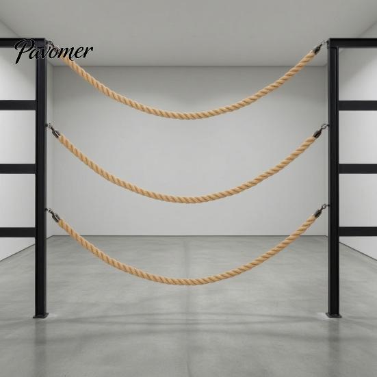 Rope with Metal Hooks 1/1.5/2M Natural Braided Jute Rope, Heavy Duty Woven Twine Barrier for Crafts, Queue Crowd Control