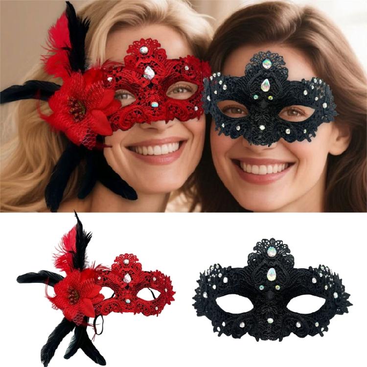 Kunststofffeder Strasssteine Maske Halloween Party Zubehör Leichtes Design Für Cosplay Und Soziale Veranstaltungen