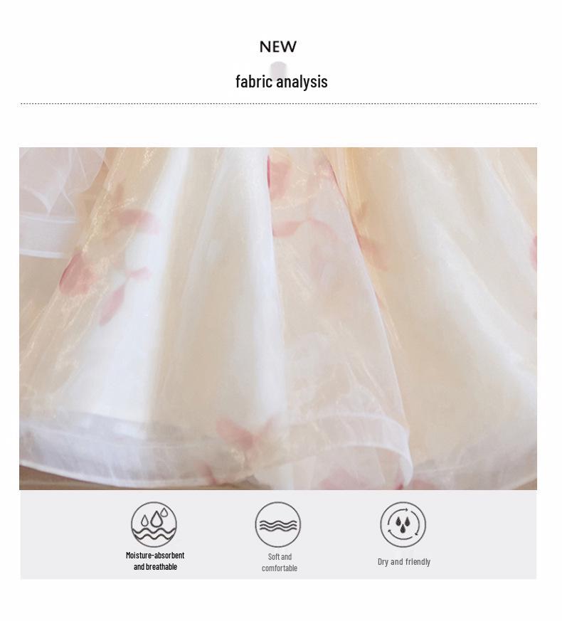 Vestido de Noche Burdeos de Tul Abullonado para Niñas – Lujoso Disfraz de Princesa para Actuación de Piano