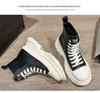Women's White High-Top 2022 Genuine Leather Platform Casual Sneakers
