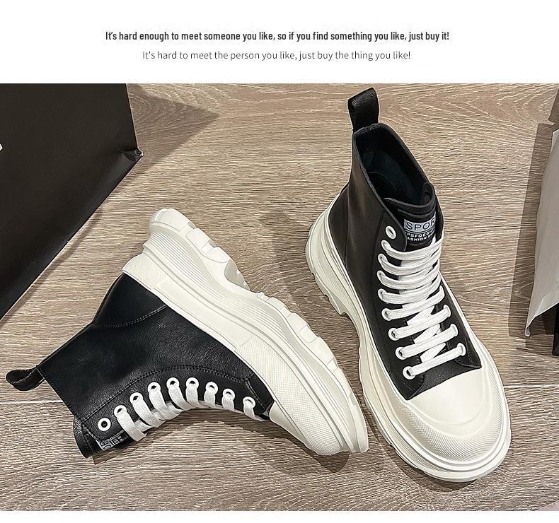 Dámské bílé vysoké 2022 z pravé kůže platformové ležérní tenisky