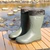 Medium tube rain shoes men's high tube thick-soled non-slip waterproof shoes men's fashion rain boots fishing water boots thermal rubber shoes fashion
