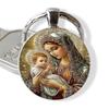 Blessed Virgin Mary Aluminum Round Keychain Gift For Religious Jewelry Collectors