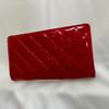 Used CHANEL Matelasse Long Wallet Red Enamel Coco Mark Bi-fold