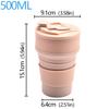 350ML/500ML Food-Grade Silicone Folding Cup Collapsible Mug With Cover Hot Drink Cup For Camping Travel Outdoors Portable