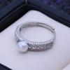 LSOOYH Natural Freshwater Big Baroque Pearl Rings For Women Classic Silver Color Party Ring Pearl Jewelry