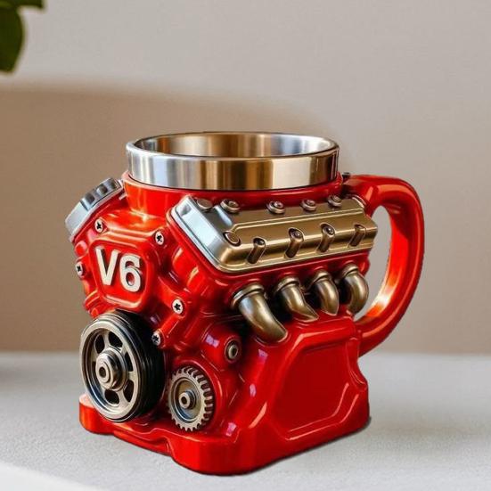 Retro Engine Kaffeetasse Sammlerstück 3D Steampunk Kaffeetasse Harz Mechanische Getränketasse für Enthusiasten