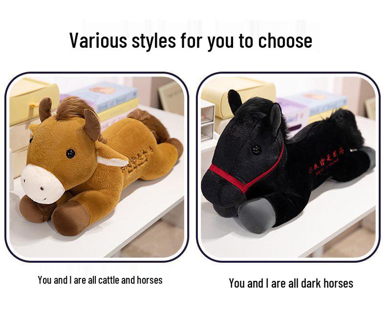 2026 Year of the Horse Zodiac Mascot Plush Toy - Black Horse New Year Gift