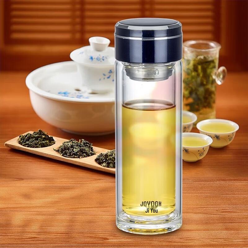 JOYOGH Double-Wall Glass Tea Cup with Infuser