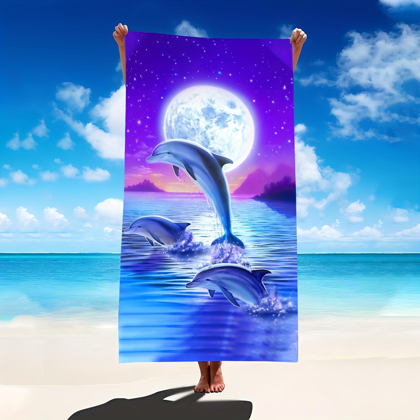 Dolphin Beach Towel Extra Super Absorbent Microfiber Towel Perfect For Travel Pool Surfing Camping Beach Accessory Beach Blanket 70X140cm