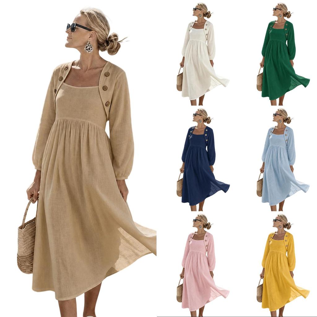 Women's Elegant Color Dress for Vacation and Daily Wear