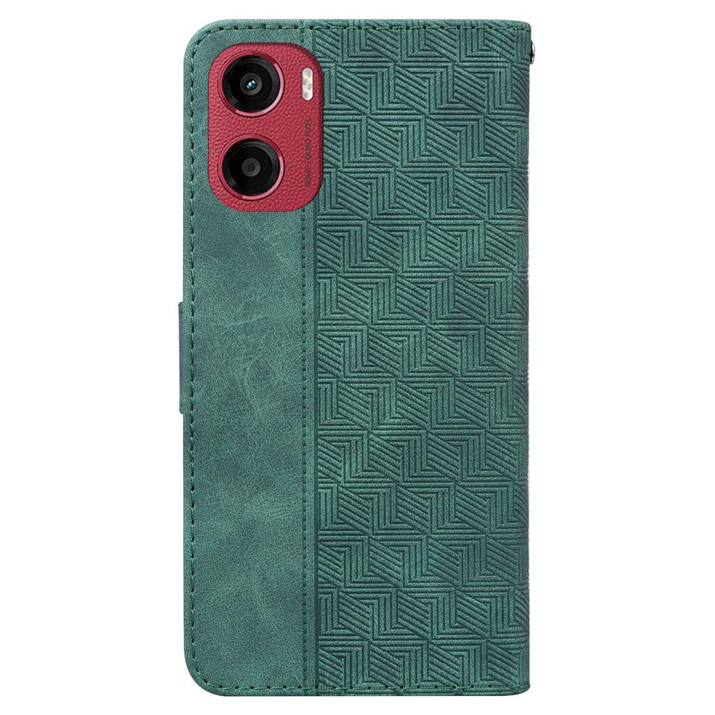 Etui dla Motorola Moto G05 4G/E15 4G Wzór Geometryczny Skórzany Portfel Pokrowiec na Telefon z Paskiem na Nadgarstek