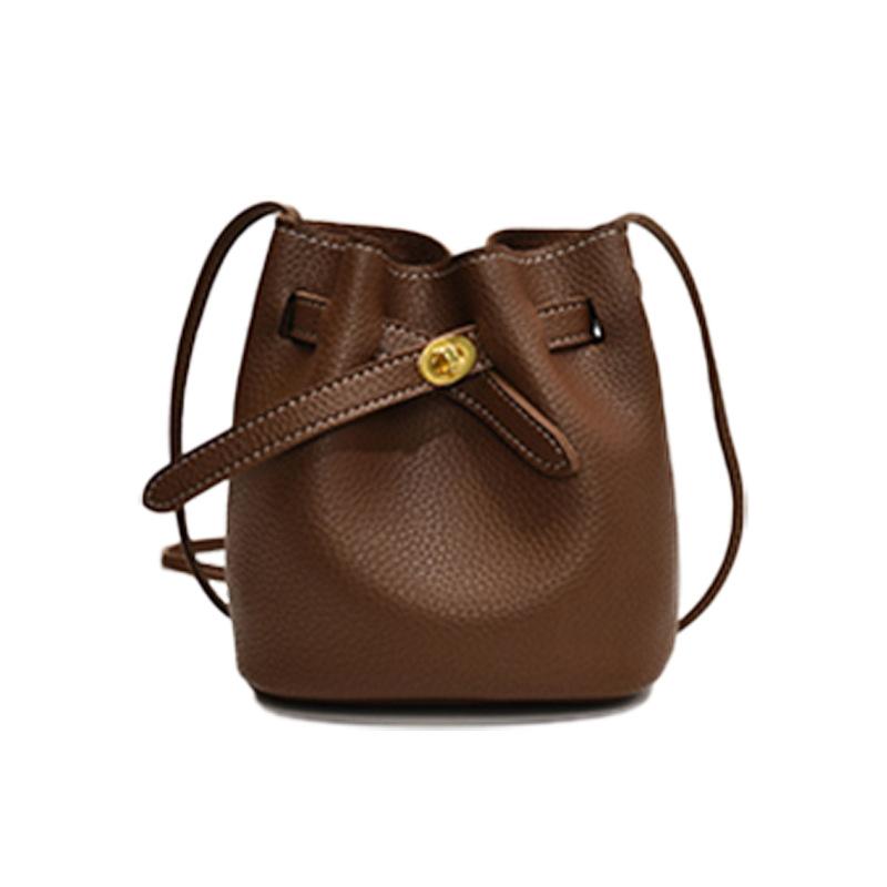 

Сумка-ведро Простая сумка-ведро Широкополосный замок Маленькая сумка Повседневная однотонная сумка через плечо коричневый