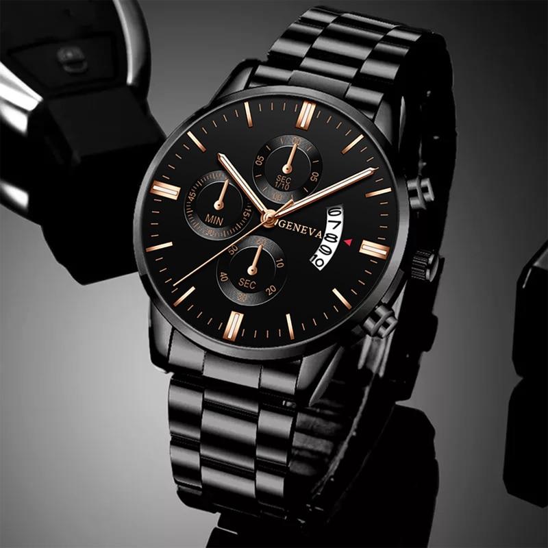 Reloj Hombre  Fashion Mens Watches Luxury Stainless Steel Quartz Wrist Watch Men Business Calendar Watch Relogio Masculino
