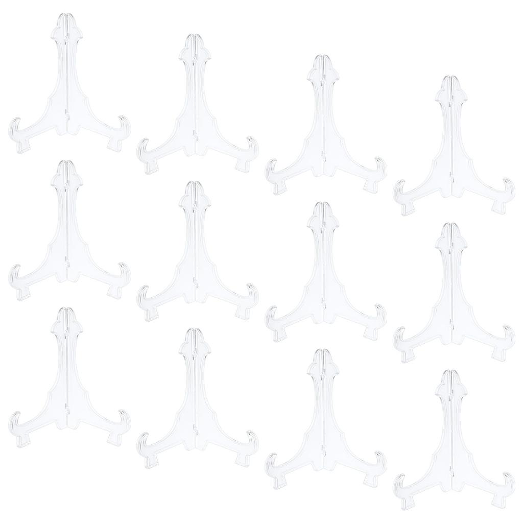 uxcell Plastic Folding Easel Plate Holder Display Stand for Decorative Plates, Picture Frames, Home Decor, 240mm, Clear, 12 Pieces
