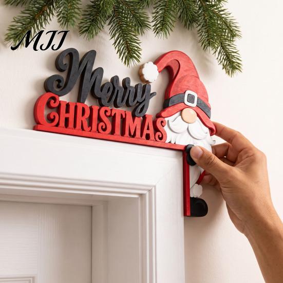 Indoor Holiday Door Sign Christmas Wooden Corner Decor, Festive Gnome/Gingerbread House/Letter Frame Sign, No Unique Gift Idea Drill Topper
