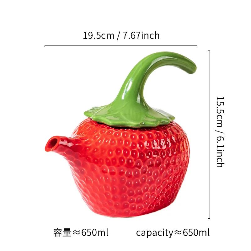 

Керамический чайник, Чайник с клубникой в деревенском стиле, Чашка для воды, Чайники для вечеринки в кемпинге, Чайник для послеобеденного чая, Чайная чашка