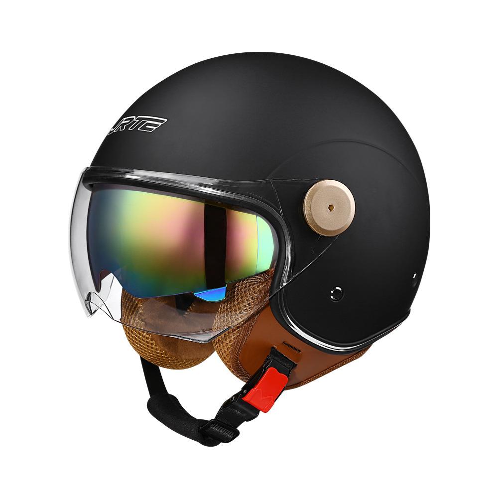 All-season electric vehicle helmet for men and women, dual-vision safety half helmet L